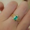 14k Gold 0.85 Ct Natural Emerald Ring