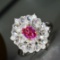 14k Gold 0.78 Ctw Natural Padparadscha Sapphire & Diamond Ring