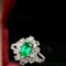 14k Gold 1.35 Ctw Vivid Green Natural Emerald & Diamond Ring