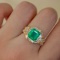 14k Gold 3.15 Ctw Vivid Green Natural Emerald & Diamond Ring