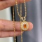 14k Gold 1.21 Ctw Natural Spessartine & Diamond Pendant( Without Chain )