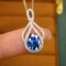 14k Gold 1.22 Ctw Natural Sapphire & Diamond Pendant( Without Chain )