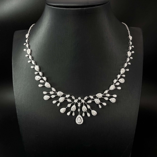 14k Gold 3.56 Ct Natural H Diamond Necklace