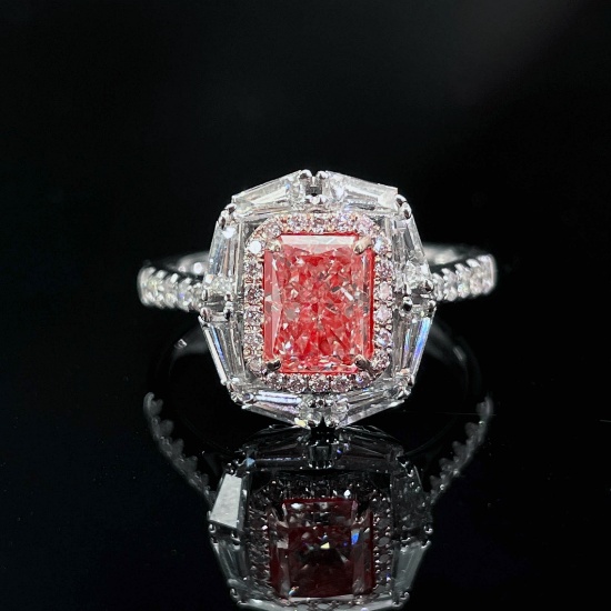14k Gold 1.29 Ctw Natural Pink Diamond & Diamond Ring