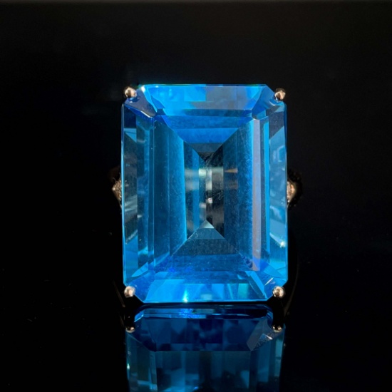 14k Gold 26.64 Ctw Natural Topaz & Diamond Ring