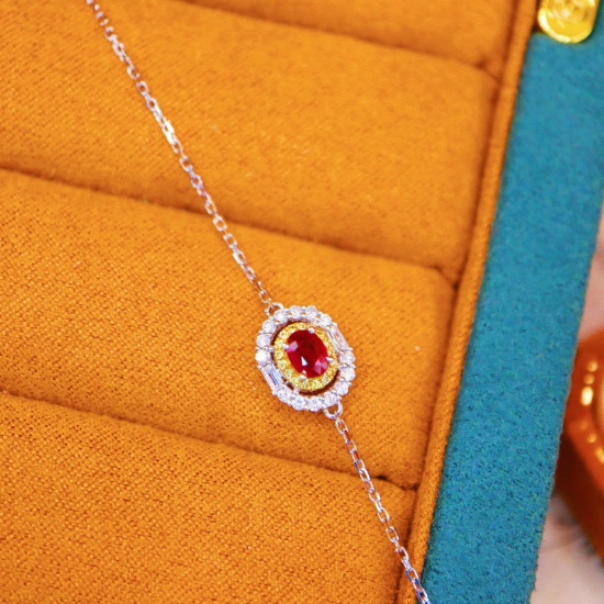 14k Gold 0.58 Ctw Natural Ruby & Diamond Bracelet