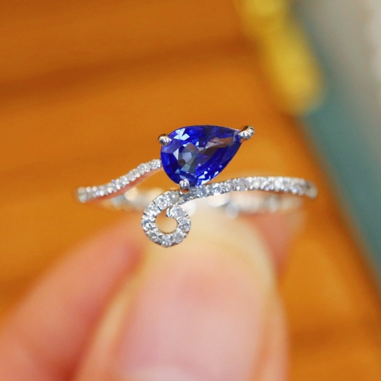 14k Gold 0.58 Ctw Natural Sapphire & Diamond Ring