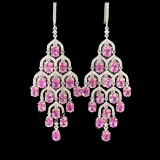 14k Gold 8.83 Ctw Natural Padparadscha Sapphire & Diamond Earrings