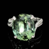 14k Gold 11.4 Ctw Natural Tourmaline & Diamond Ring