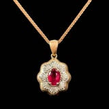 14k Gold 0.5 Ct Natural Ruby & Diamond Pendant( Without Chain )