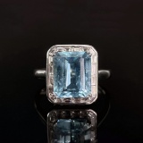14k Gold 4.30 Ctw Natural Aquamarine & Diamond Ring
