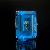 14k Gold 26.64 Ctw Natural Topaz & Diamond Ring