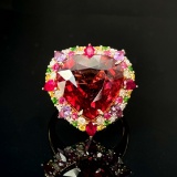 14k Gold 11.6 Ctw Natural Tourmaline & Diamond Ring
