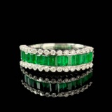 14k Gold 1.10 Ctw Natural Emerald & Diamond Ring