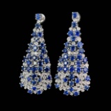 14k Gold 7.6 Ctw Natural Sapphire & Diamond Earrings