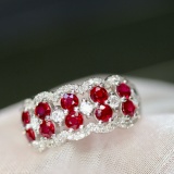 14k Gold 1.28 Ctw Natural Ruby & Diamond Ring