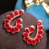 14k Gold 7.45 Ct Natural Ruby & Diamond Earrings