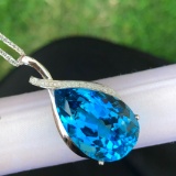 14k Gold 24 Ct Natural Topaz & Diamond Pendant( Without Chain )