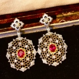 14k Gold 1.07 Ctw Natural Ruby & Diamond Earrings
