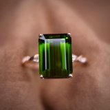 14k Gold 5.098 Ctw Natural Tourmaline & Diamond Ring