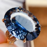14k Gold 14 Ct Natural Topaz & Diamond Ring