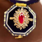 14k Gold 0.85 Ct Natural Ruby & Diamond Ring
