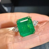 14k Gold 5.71 Ctw Natural Emerald & Diamond Ring