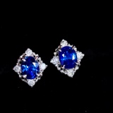 14k Gold 1.26 Ctw Natural Sapphire & Diamond Earrings