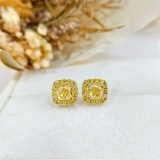 14k Gold 2.34 Ctw Natural Yellow Diamond & Diamond Earrings