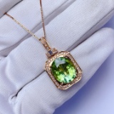 14k Gold 5.23 Ctw Natural Tourmaline & Diamond Pendant( Without Chain )