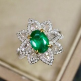 14k Gold 1.86 Ctw Natural Emerald & Diamond Ring