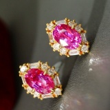 14k Gold 1.53 Ctw Natural Ruby & Diamond Earrings