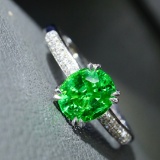 14k Gold 1.24 Ctw Natural Tsavorite & Diamond Ring
