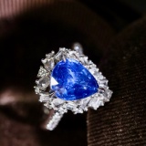 14k Gold 3.18 Ctw Natural Sapphire & Diamond Ring