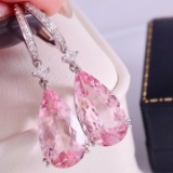 14k Gold 9.02 Ctw Natural Morganite & Diamond Earrings