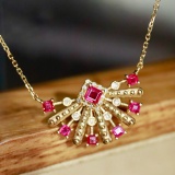 14k Gold 0.51 Ctw Natural Ruby & Diamond Pendant( Without Chain )