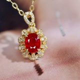 14k Gold 0.50 Ctw Natural Ruby & Diamond Pendant( Without Chain )