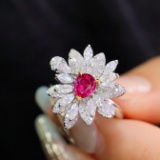 14k Gold 0.79 Ctw Natural Ruby & Diamond Ring