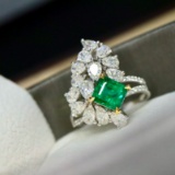 14k Gold 1.22 Ctw Natural Emerald & Diamond Ring