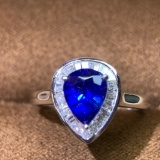 14k Gold 1.55 Ctw Natural Sapphire & Diamond Ring