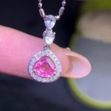 14k Gold 0.915 Ctw Natural Sapphire & Diamond Pendant( Without Chain )