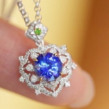 14k Gold 1.08 Ct Natural Sapphire & Diamond Pendant( Without Chain )