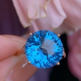 14k Gold 11.3 Ct Natural Topaz & Diamond Ring