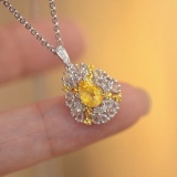 14k Gold 0.92 Ct Natural Sapphire & Diamond Pendant( Without Chain )