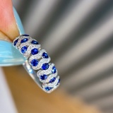 14k Gold 0.80 Ct Natural Sapphire & Diamond Ring