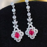 14k Gold 0.65 Ct Natural Ruby & Diamond Earrings