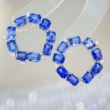14k Gold 5.1 Ct Natural Sapphire & Diamond Earrings
