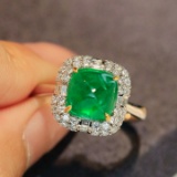 14k Gold 2.82 Ctw Natural Emerald & Diamond Ring