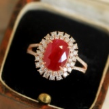 14k Gold 4.06 Ctw Natural Ruby & Diamond Ring