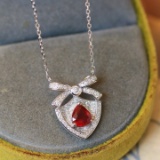 14k Gold 1.12 Ctw Natural Ruby & Diamond Pendant( Without Chain )